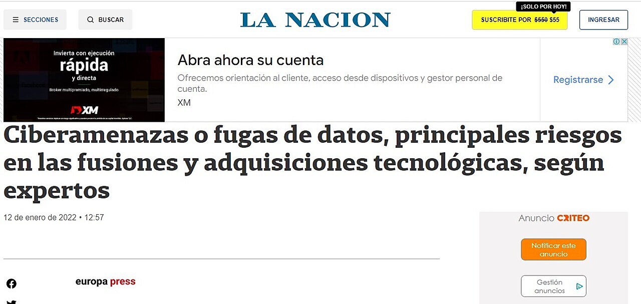 Ciberamenazas o fugas de datos, principales riesgos en las fusiones y adquisiciones tecnolgicas, segn expertos